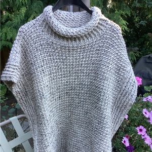 Beautiful lovingly hand crocheted med to large  tweedy cape, multi fibres